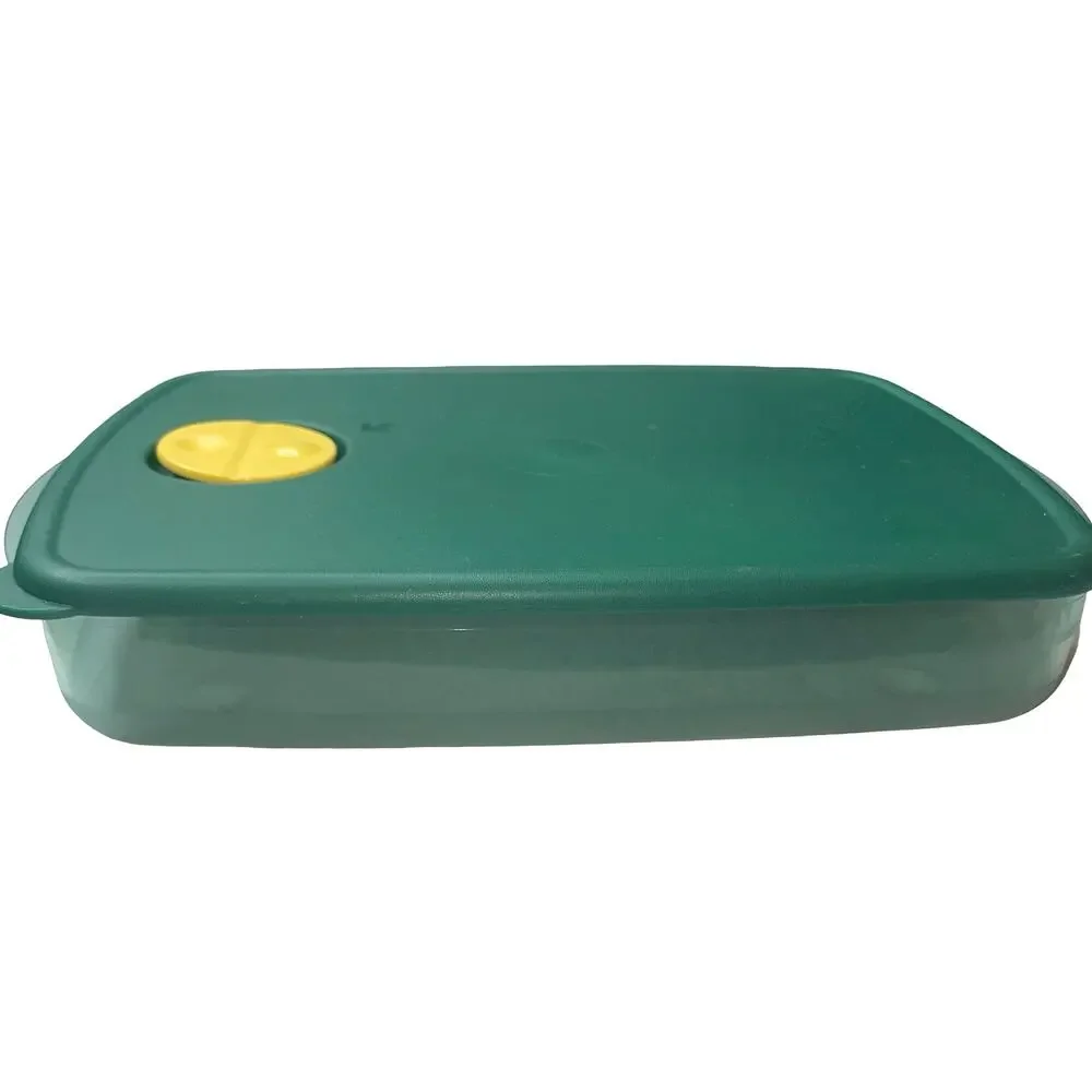 Tupperware Rock N Serve 6 Cup Microwave Container Green Yellow Vent 3381B